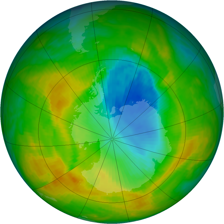 Antarctic ozone map for 19 November 1984